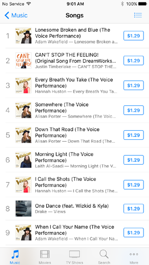 iTunes all-genre chart 05-24-16