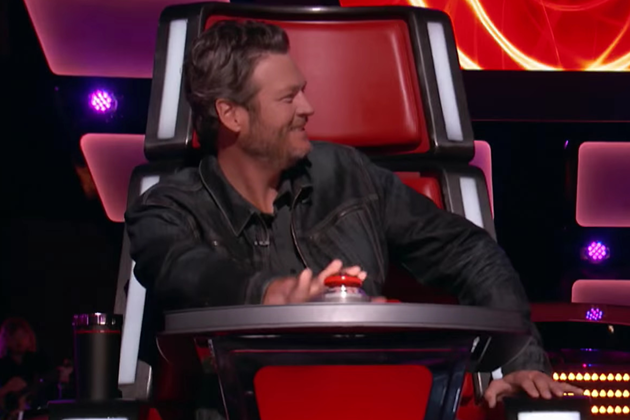 Blake Shelton pressing his button on 'The Voice'