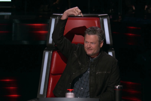 Blake Shelton on 'The Voice' Season 12 pointing to himself.