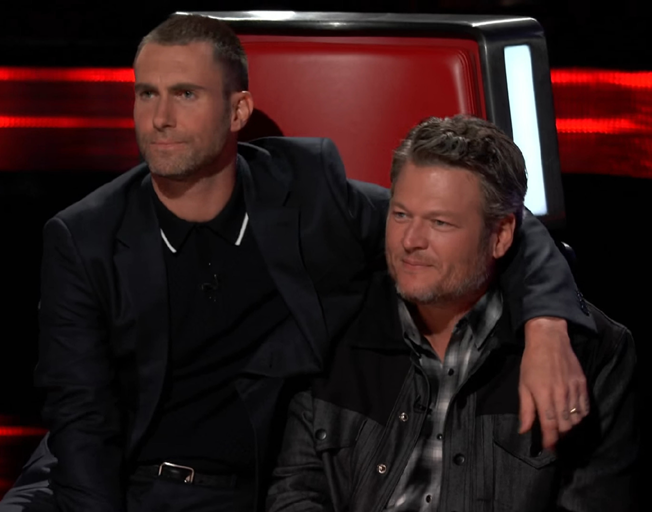 (l-R) Adam Levine and Blake Shelton on 'The Voice'