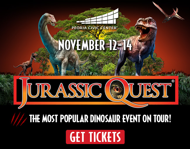 Jurassic Quest will be at the Peoria Civic Center Friday, November 12th through Sunday, November 14th
