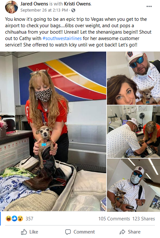 Screen shot of post on Facebook by Jared Owens