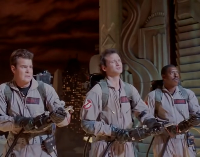 (L-R) Dan Aykroyd, Bill Murray and Ernie Hudson in 1984 movie "Ghostbusters'