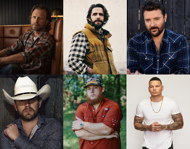 (Top, L-R) Dierks Bentley, Thomas Rhett, Chris Young (Bottom, L-R) Justin Moore, Luke Combs, Kane Brown