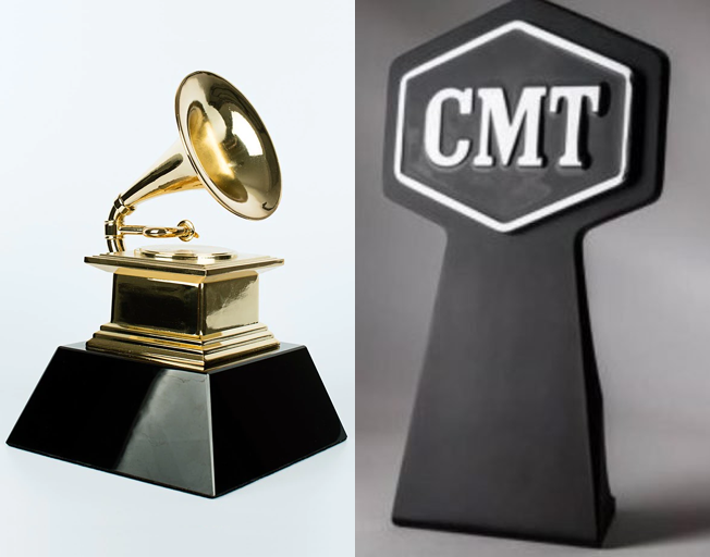 Grammy trophy and CMT Awards trophy