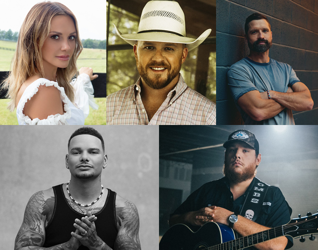 (L-R) Top: Carly Pearce, Cody Johnson & Walker Hayes - Bottom: Kane Brown & Luke Combs