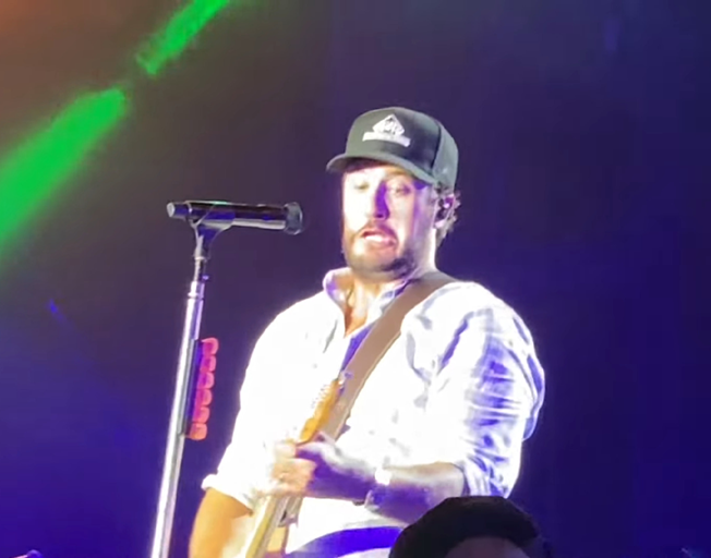 Luke Bryan on stage during a 'Farm Tour' stop