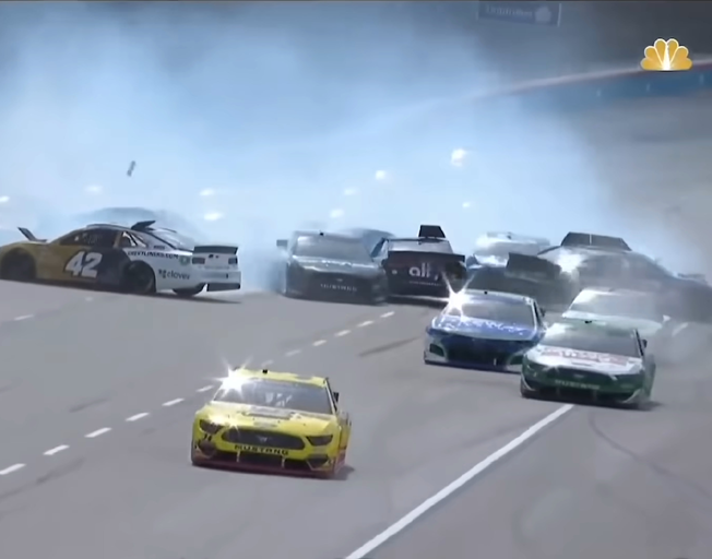 NASCAR Cup Series cars wrecking at Texas Motor Speedway 10-17-21