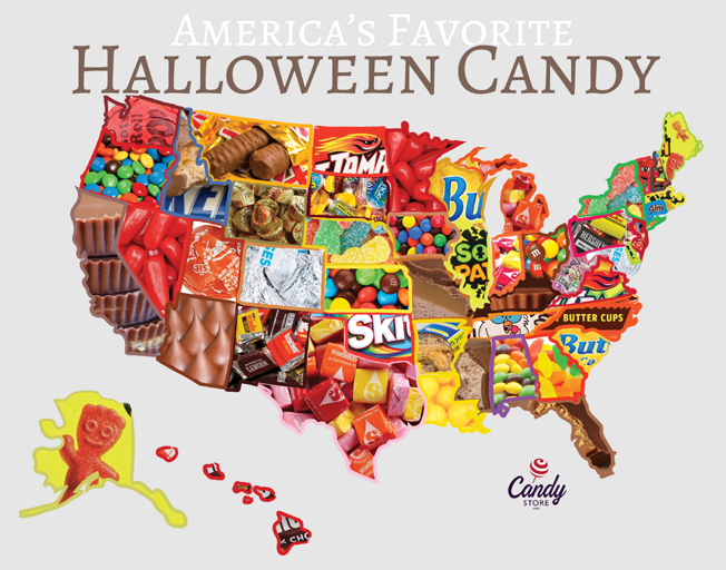 Candy Store's Halloween Candy by State Map