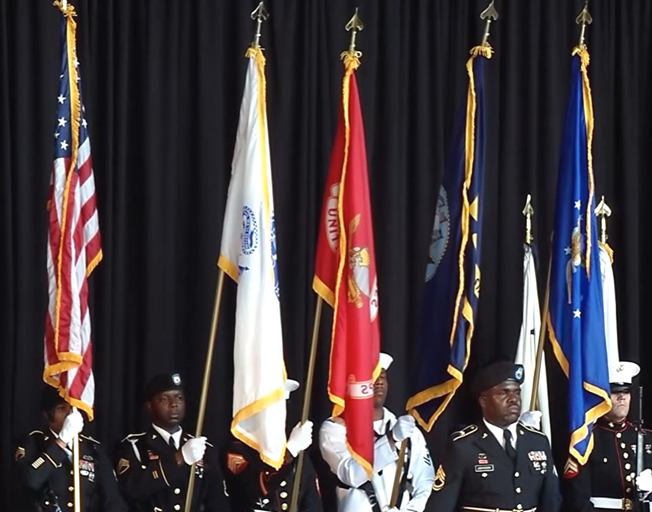 U.S. Military service members presenting the Nation's Colors