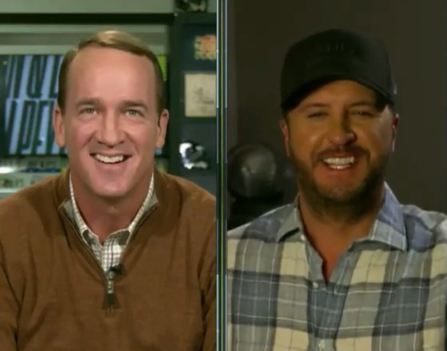 (L-R) Peyton Manning and Luke Bryan