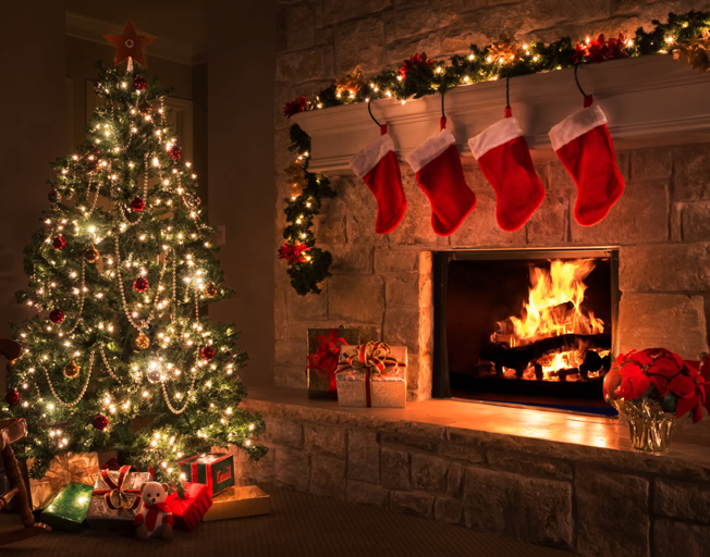 Christmas Fireplace Scene