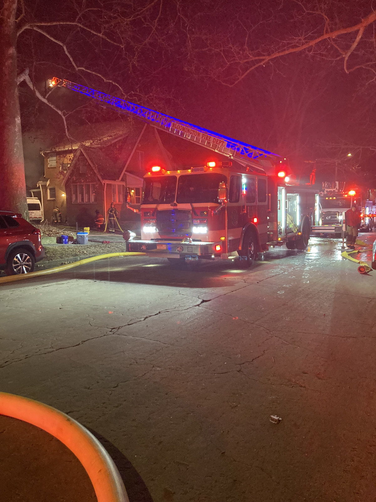 Garage on fire at at 507 E Walnut St. in Bloomington, IL (Photo courtesy of Bloomington Fire Department)