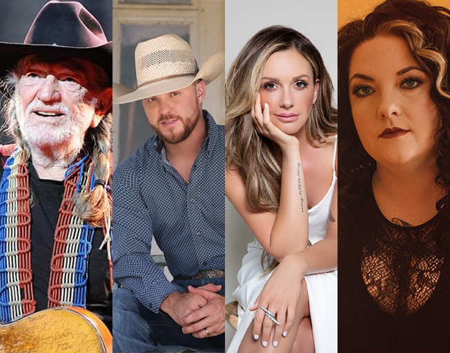 (L-R) Willie Nelson, Cody Johnson, Carly Pearce, Ashley McBryde