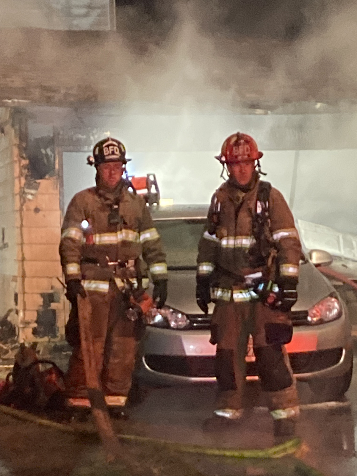 Garage on fire at at 507 E Walnut St. in Bloomington, IL (Photo courtesy of Bloomington Fire Department)