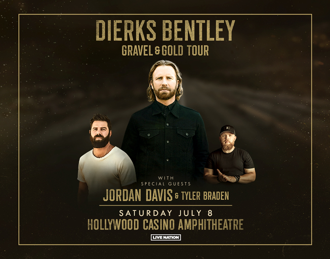 Dierks Bentley 'Gravel & Gold Tour' July 8 at the Hollywood Casino Amphitheatre