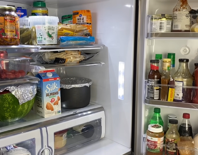 Food inside a refrigerator