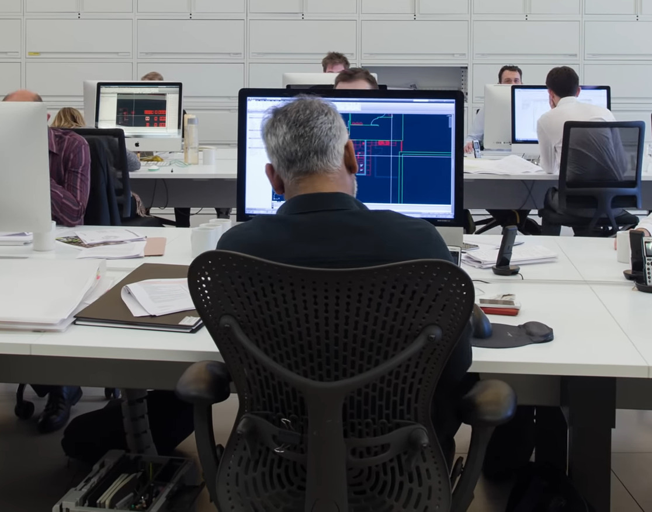 Office workers at their computers working