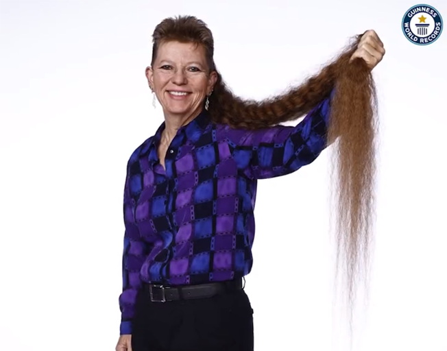 Tami Manis showing off her world record mullet
