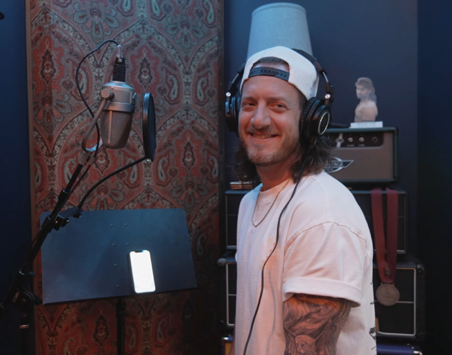 Tyler Hubbard in a recording studio