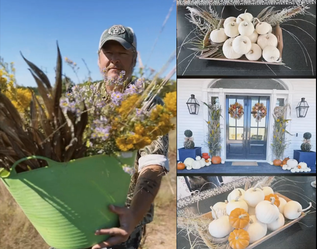 Blake Shelton doing DIY fall décor