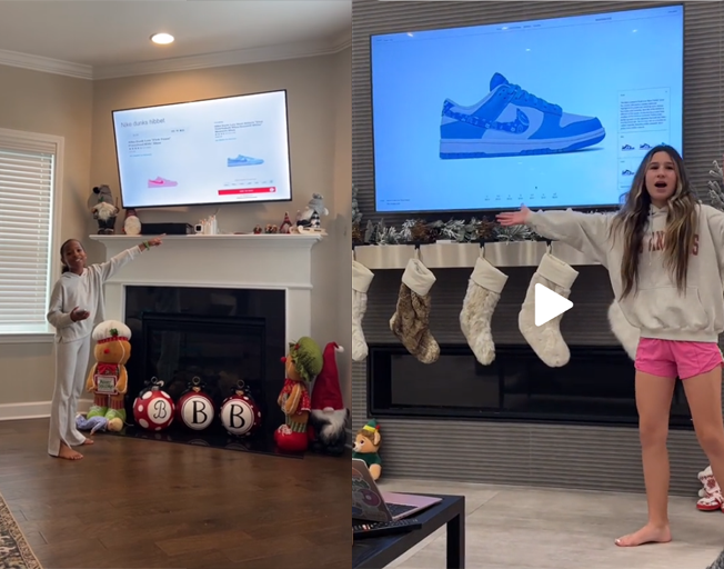2 girls sharing their Christmas List PowerPoint presentations