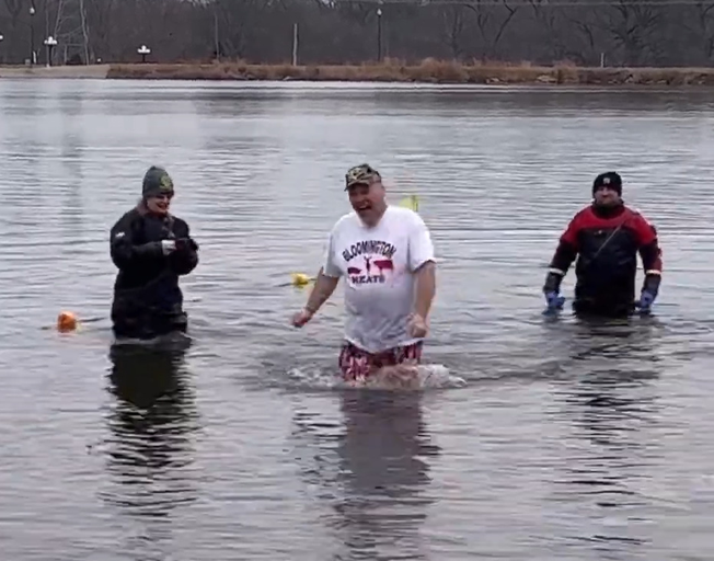 Buck Stevens taking his 2023 Polar Plunge for Special Olympics 02-25-23