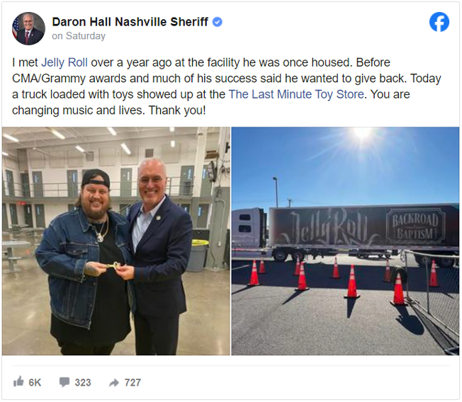 Daron Hall Nashville Sheriff Facebook post