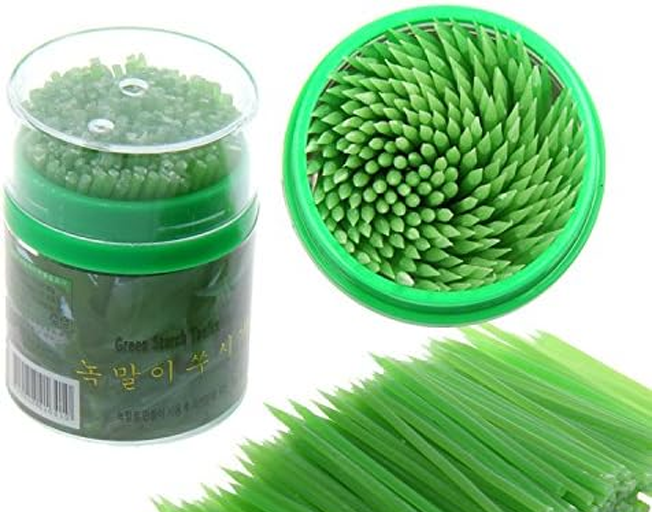 Beige/Green Korean Crystal Corn Starch Toothpicks