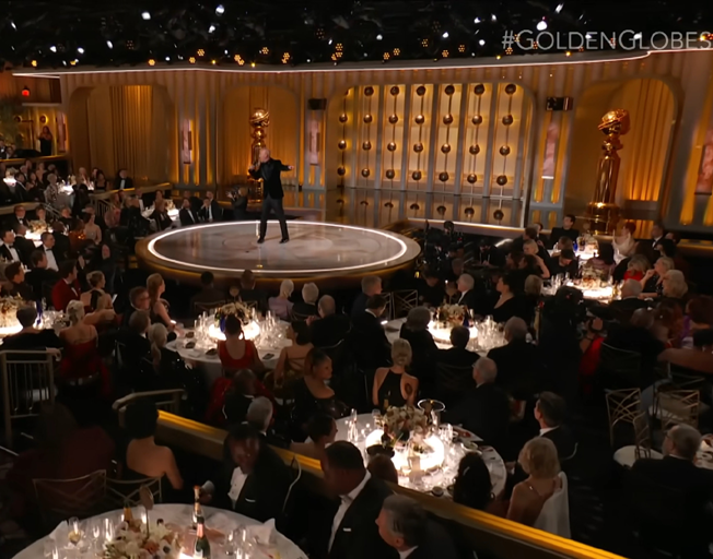 Jo Koy on stage at 2024 Golden Globes