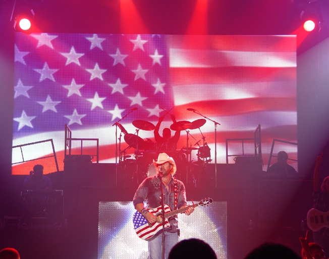 Toby Keith on stage in Bloomington, IL