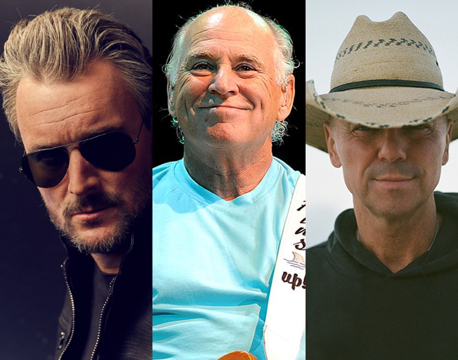 (L-R) Eric Church, Jimmy Buffett, Kenny Chesney