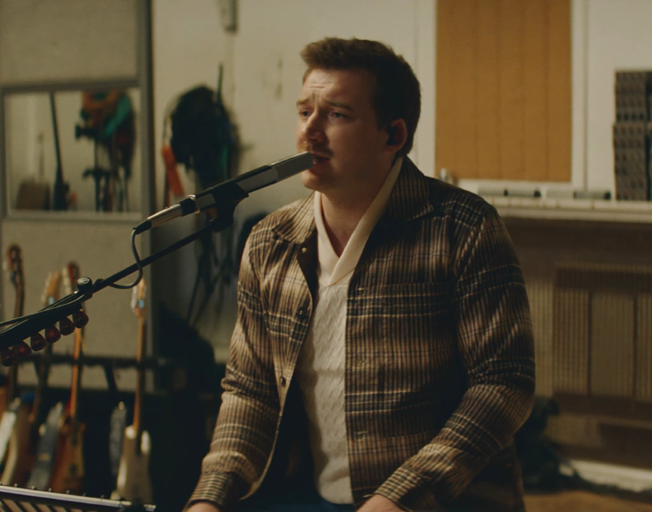 Morgan Wallen singing in Studio Two at Abbey Road Studios