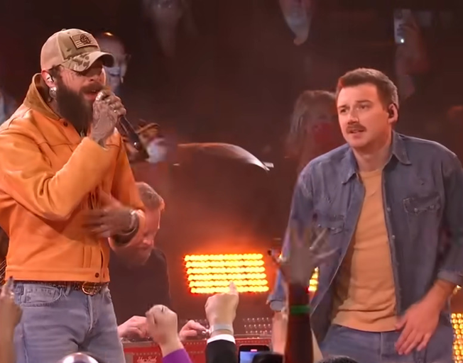 Post Malone and Morgan Wallen performing on the 57th Annual CMA Awards 11-8-23