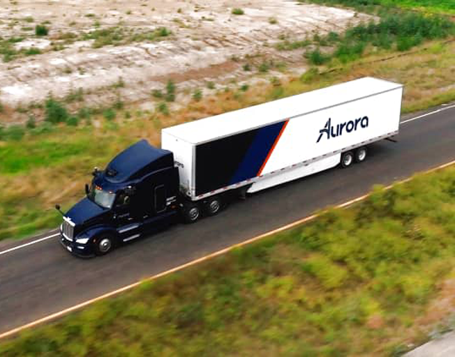 An Aurora Innovation self-driving 18-wheeler truck