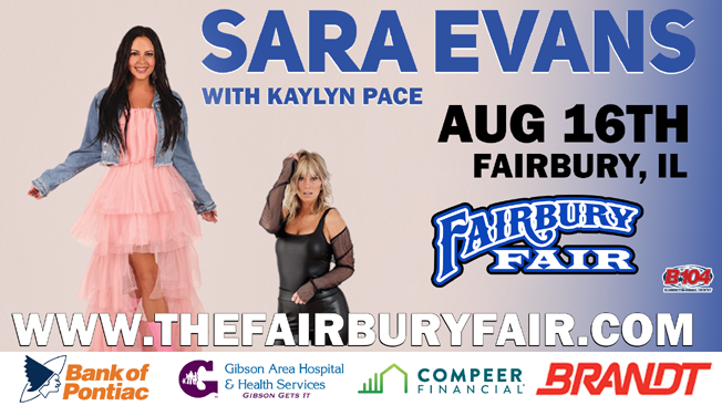 Sara Evans at the Fairbury Fair Aug 16th with special guest Kaylyn Pace